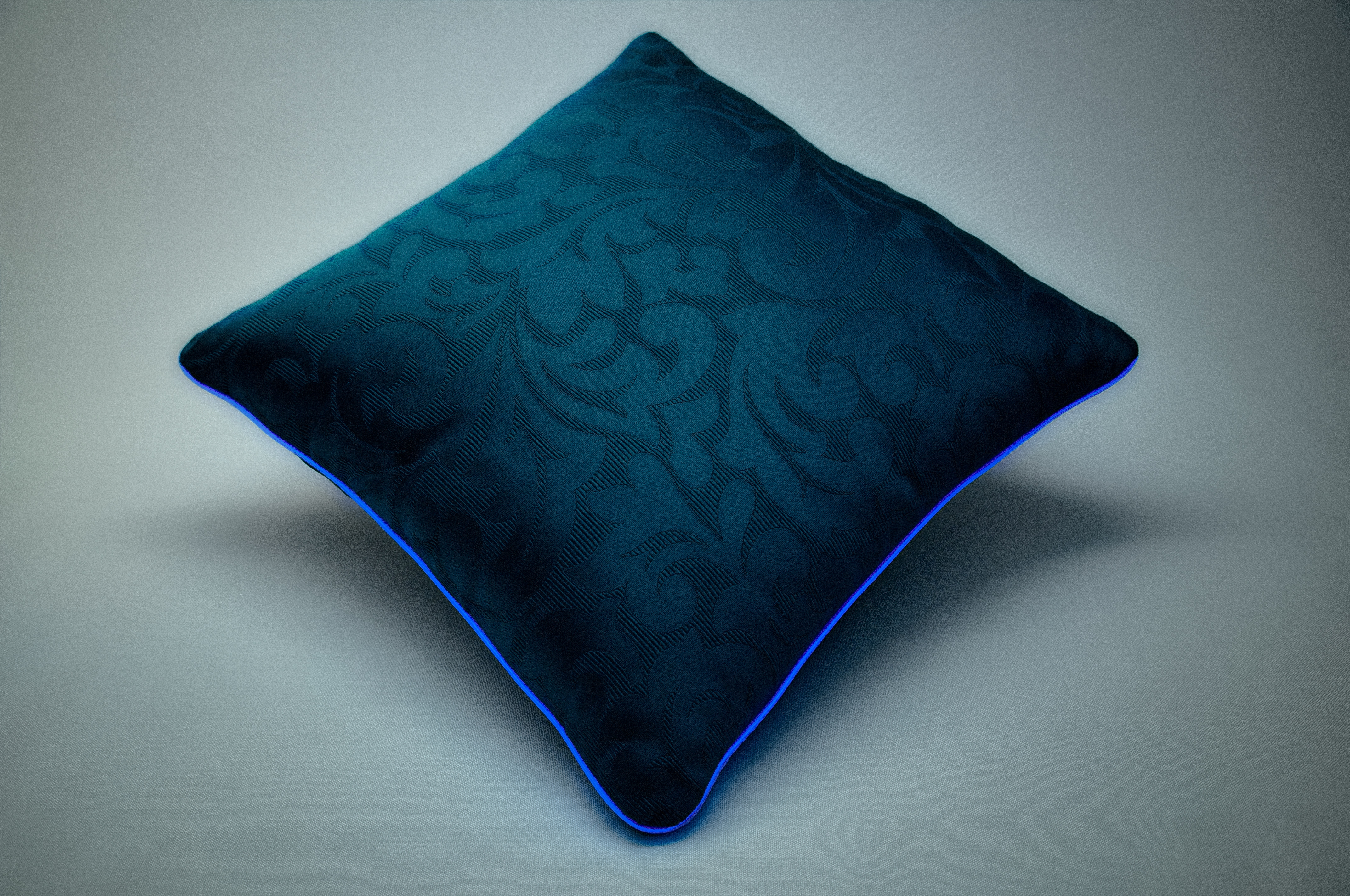 Cuscino luminoso Blue Jacquard